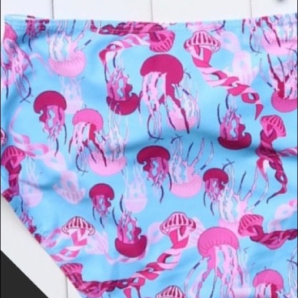 ❤️ Blue & Pink Jellyfish High Waist Bikini Bottom - Picture 8 of 8